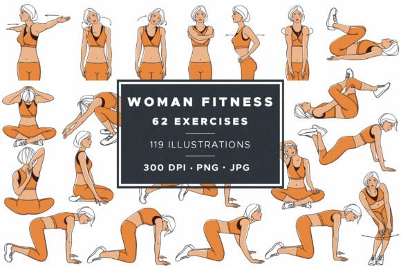 Download Woman Fitness Exercises Illustrations - Illustrations Collection